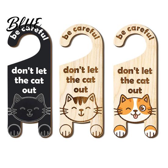 Home Security Reminder Cartoon Hanging Warning Handle Door Tag Cat Sign Wooden Reminder Pet Universal Sign Safety Knob Hanger