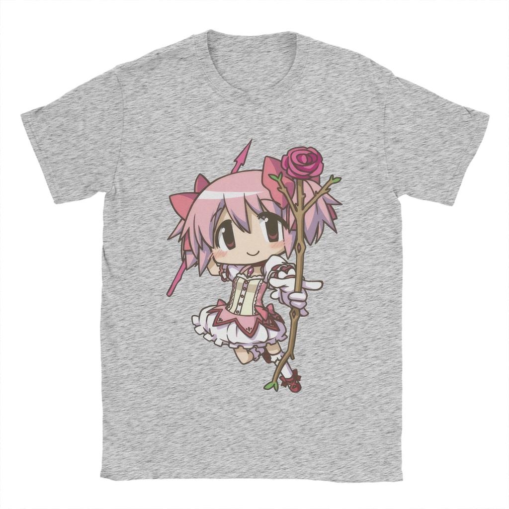 Novelty Mahou Shoujo Madoka T-Shirts for Men Crewneck Cotton T Shirts Madoka Magica Anime Short Sleeve Tee Shirt Clothes