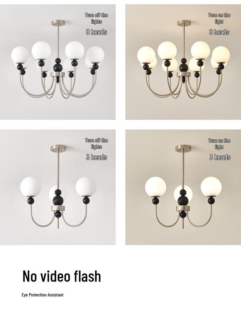 Mid-Century Magic Bean Solid Wood Chandelier: French Retro Light for Living Room or Bedroom.