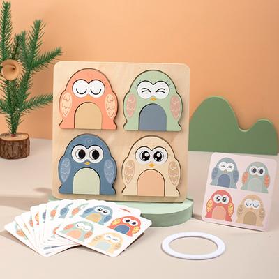 Owl Tangram Montessori Puzzles Toys Face Change Expression Shape Matching Games Intelligence Educational Wooden Toys for Kids