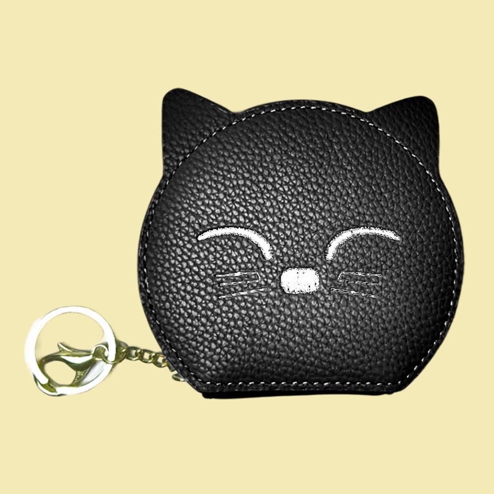 

with Makeup Mirror Cat Shape Makeup Bag PU Leather Mini Storage Bag Fashion Pu Cosmetic Bag Girls чёрный