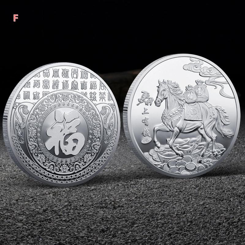 

1 шт. Красочная сувенирная монета 4 см Монета на удачу Зодиакальная Лошадь Памятные монеты Жетон из железа Значки Коллекция монет Металлические изделия