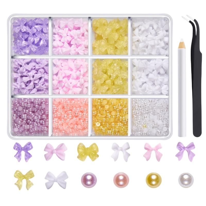 1Box 3D Butterfly Nails Charm for Women Mixed Ribbon Resin Nails Art Rhinestones Crafts Nails Supplies Embellishment