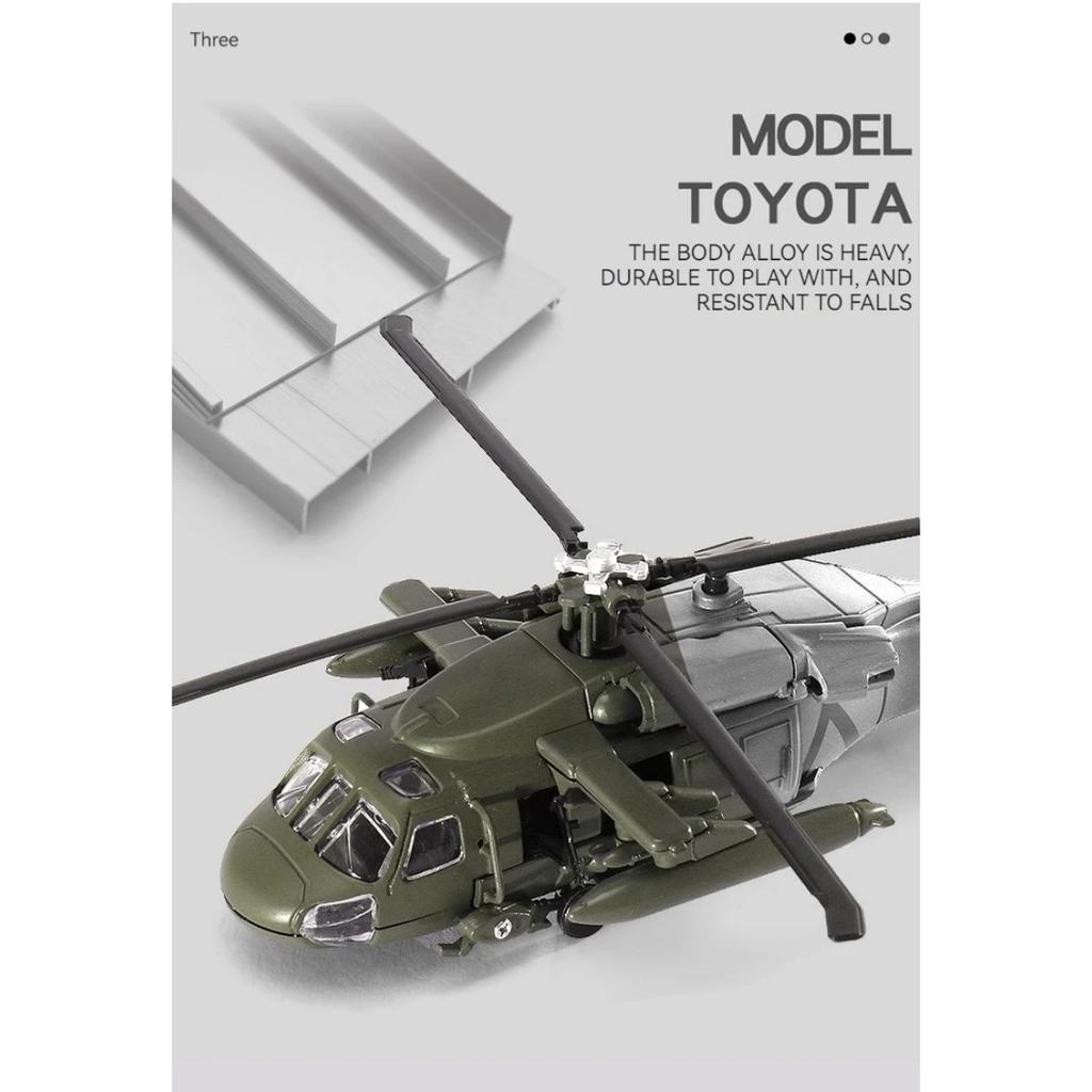 1/64 Black Hawk Helicopter Alloy Model with Display Stand & Gift Box Packaging Realistic Sound & Light Features Perfect for Display