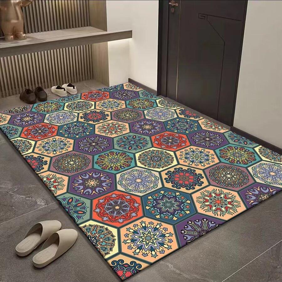 

Богемський килимок для підлоги для входу в дім, абсорбуючий, стійкий до плям, нековзний килимок для дверей, ідеальний для використання у ванній кімнаті та передпокої 60*90cm