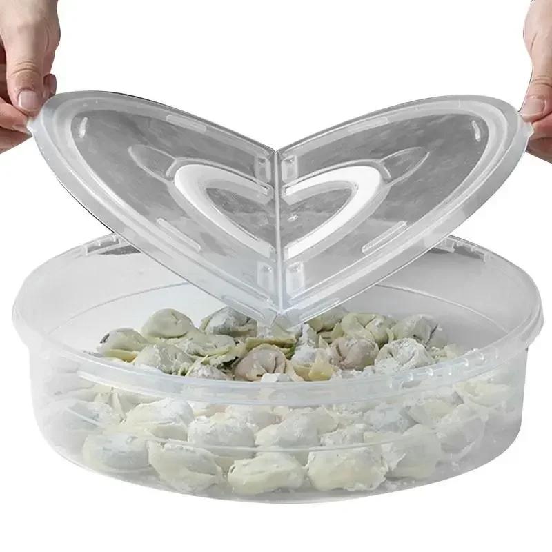 Multipurpose Container With Removable Cover Plate Transparent Durable Round Box For Meat Pizza Dumplings Food Storage