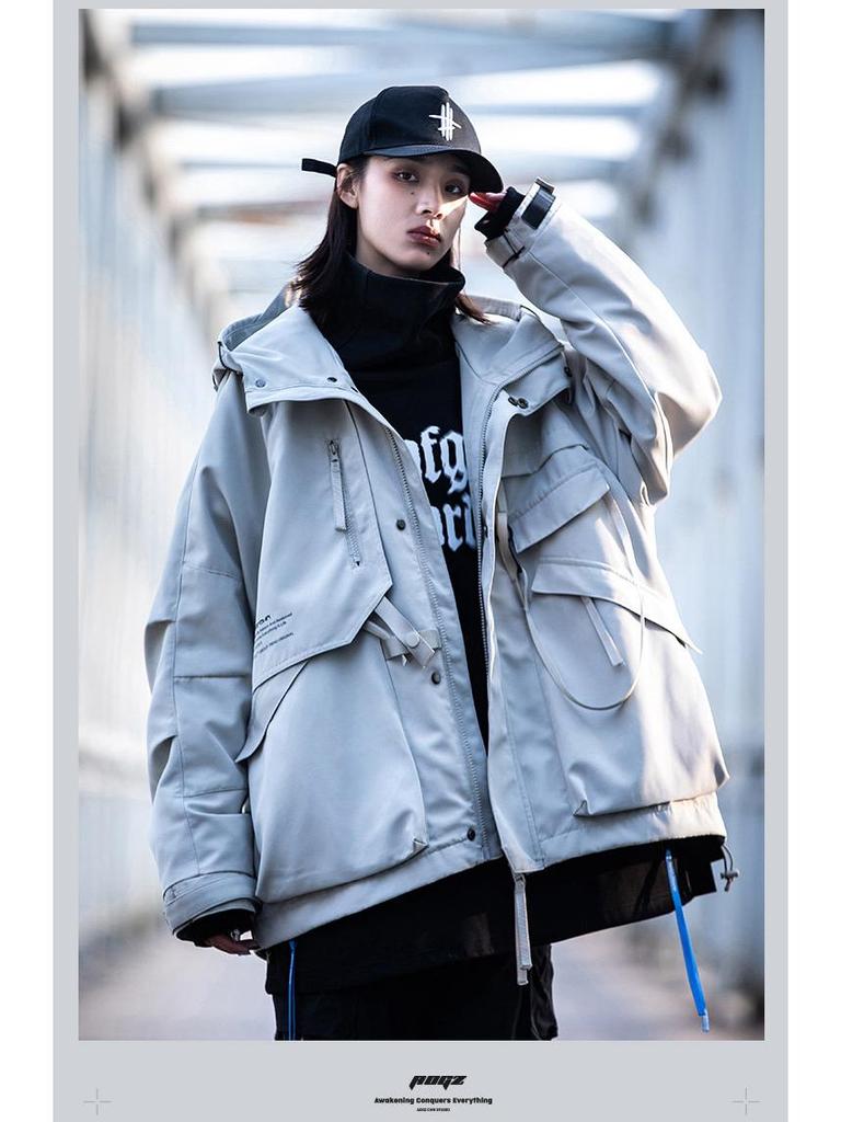 AOGZ Unisex Hooded Windbreaker for Spring/Autumn 2024 - Functional American-Style Jacket