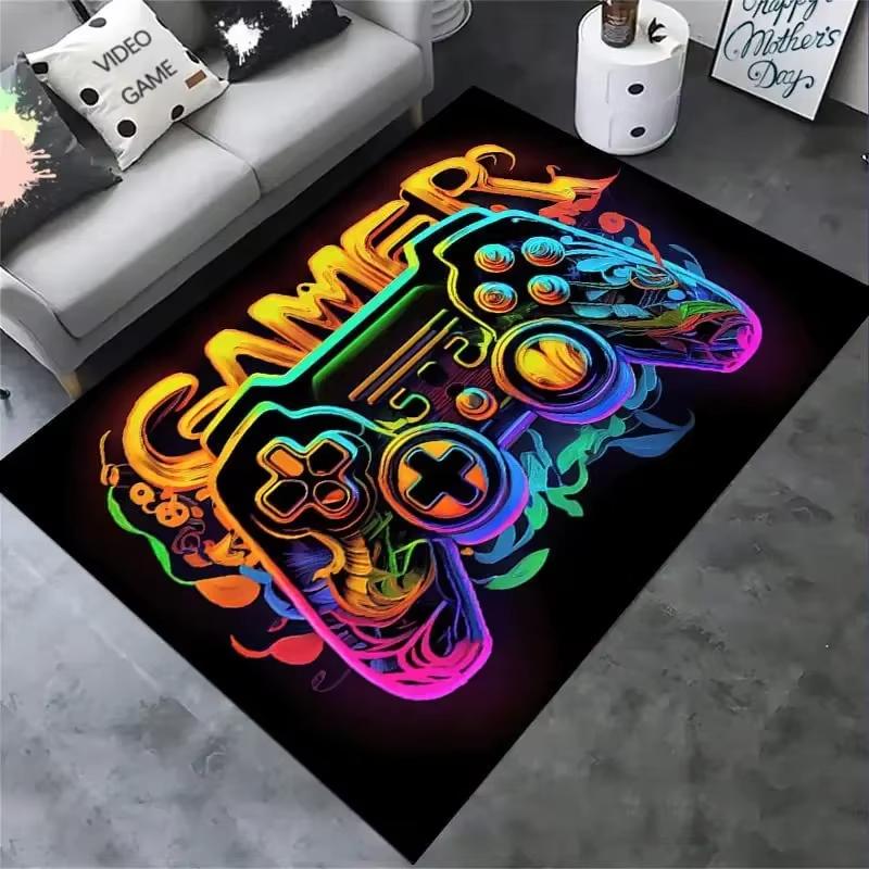 Creative Gaming Rug for Boys Room Decor Gamepad Design Rug Carpet for E-sports Room Bedroom Non-slip Machine Floor Mat Doormat