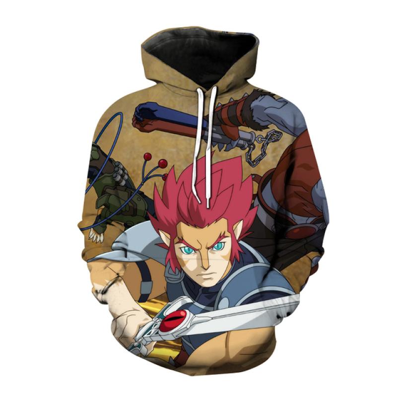 Sword Hero Anime Fleece Hoodie, Men's Thick Warm Autumn Winter Sweatshirt, Warrior Character Print Pullover for Anime Fan Meetups
