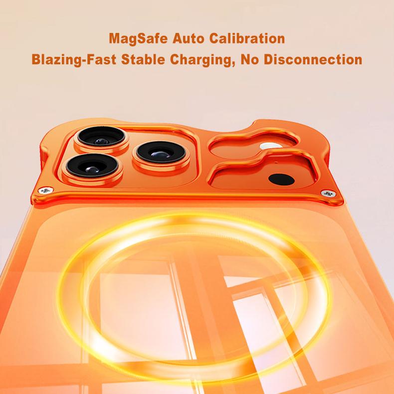 Frameless Magnetic Case For iPhone 17 Air 16 15 Pro Max Magnetic Cover Metal Corner Pad Protection PC HD Transparent Back Panel