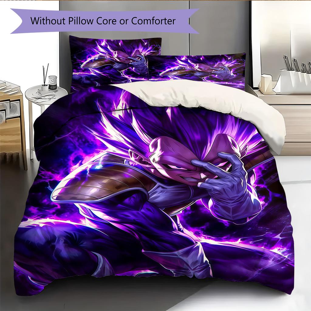 DBZ Patrón de Impulso Juego de Colcha Ropa de Cama Funda de Colcha Funda de Almohada Decoración del Hogar Regalo de Cumpleaños (1 * funda nórdica + 2 * fundas de almohada, sin núcleo)
