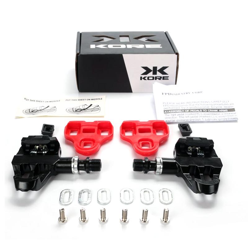 KORE Road Bicycle Locking Pedals Aluminum Lightweight Enclosed Bearings Fit Shimano Look KEO Cleat 2 Sealed Pedals