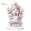 Christmas Party Centerpieces Winter Ornaments, Double-sided Acrylic Snowman/Santa Claus/Reindeer/Cottage Table Xmas Fireplace Decorations for Holiday