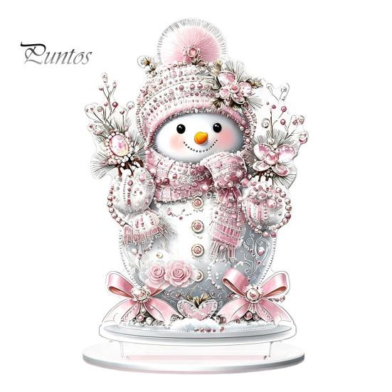 Christmas Party Centerpieces Winter Ornaments, Double-sided Acrylic Snowman/Santa Claus/Reindeer/Cottage Table Xmas Fireplace Decorations for Holiday