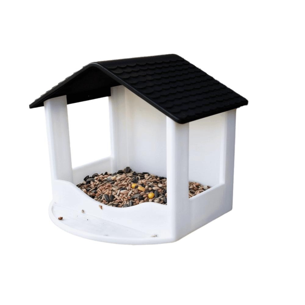 Rainproof Wall Hanging Bird Feeder Waterproof Bird Food Container Bird Feeder House  Backyard серый