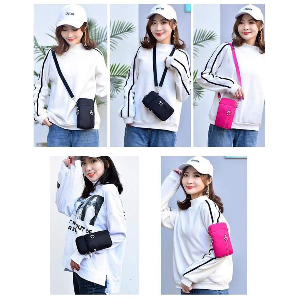 Women Nylon Cell Phone Purse Travel Crossbody Bag Wristband Sport Armband
