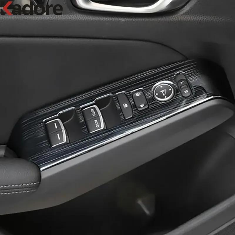 For Honda Civic   2024 Carbon Fiber Car Inner Door Window Lift Switch Button Panel Cover Trim Interior Accessories