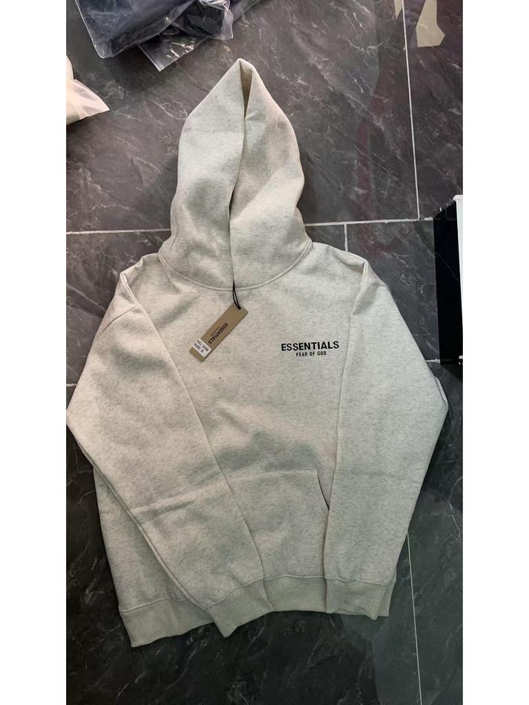 Fog Essentials Flocked Letter Hooded Sweatshirt - Unisex Loose Fit With Plus Velvet Lining