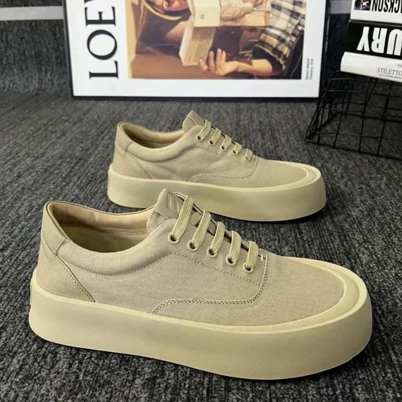Breathable Casual Shoes Men'S Lazy Loafers Shoes Canvas Thick Bottom Rubber Shoes For Man 2025 New Thick Soled Versatile Sneaker