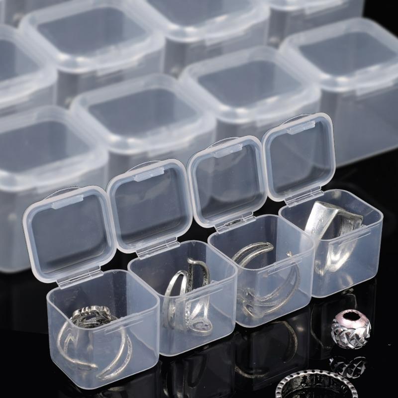 5/10 Stück Mini-Quadrat-Aufbewahrungsbox Transparente Ohrringe Ringe Schmuckperlen Verpackung Aufbewahrungskoffer Kleine Schmuck-Organizer-Box
