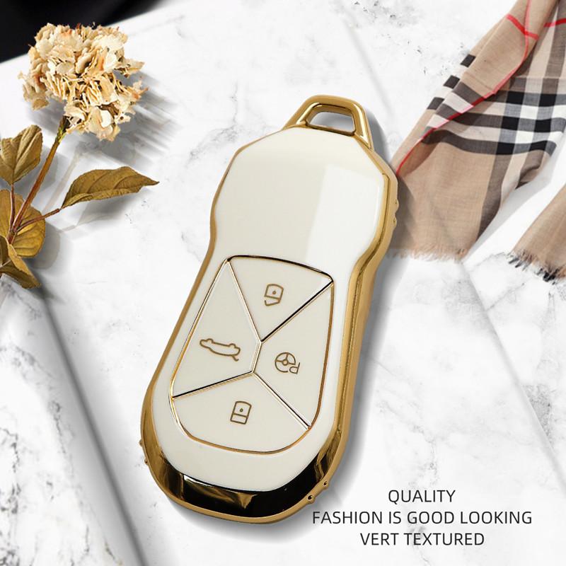 Luxurious Golden Edge Remote Car Key Case Full Cover For Xpeng P5 P7 G9 G3i Key Fob Protective Shell Keychain Auto