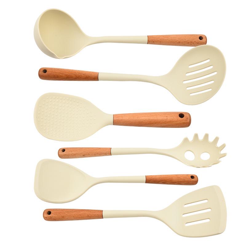 Nordic Style 4-Piece Silicone Kitchen Tool Set with Wooden Handles