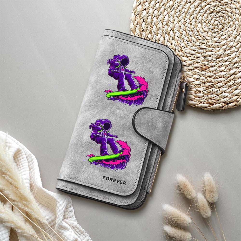 Cool Astronaut Print Long Wallet Fashion Large Capacity Multifunctional Card Holder for Daily Use