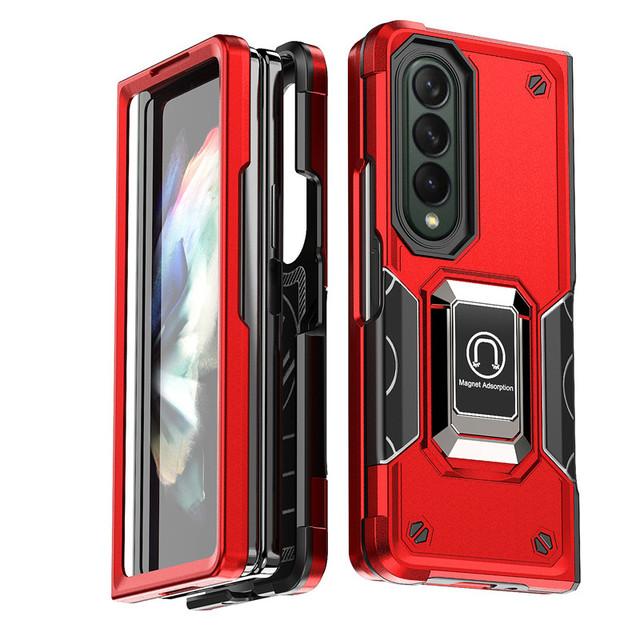 For Samsung Galaxy Z Fold 4 5g Case Luxury Armor Soft Shockproof Car Holder Magnetic Ring Phone Case For Galaxy Zfold4 Z Fold 4