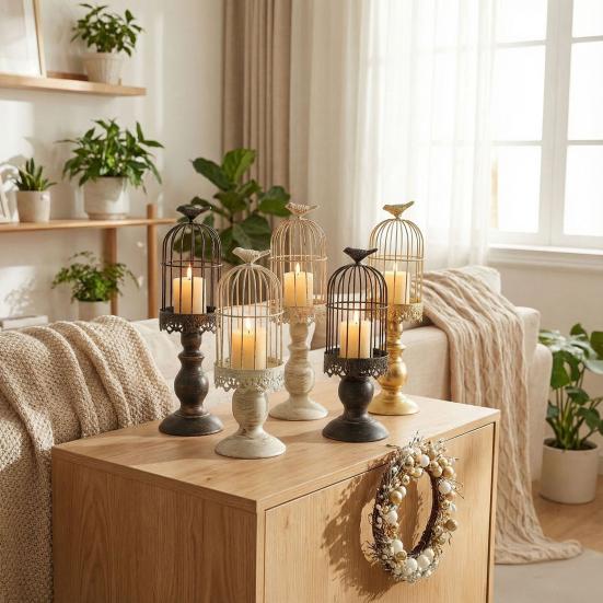 Yousheng Birdcage Candle Holder, Vintage Iron Candle Stick Holder, Decorative Wedding Candle Centerpiece for