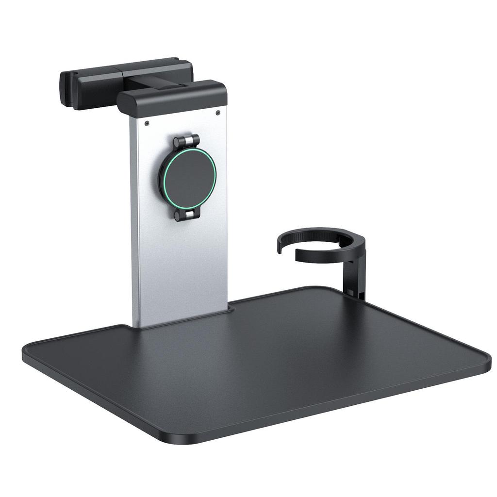 Aluminum Car Seat Phone Holder & Desk with Magnetic Headrest Attachment