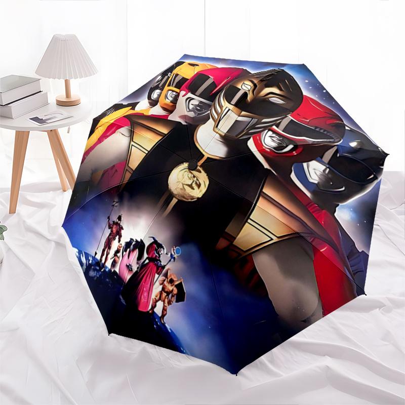 

1pc Mighty Morphin Power Rangers Automatic Folding Cartoon Umbrella - 3 Folding Design, Vivid Cartoon Pattern, Suitable for Outdoor Activities, A