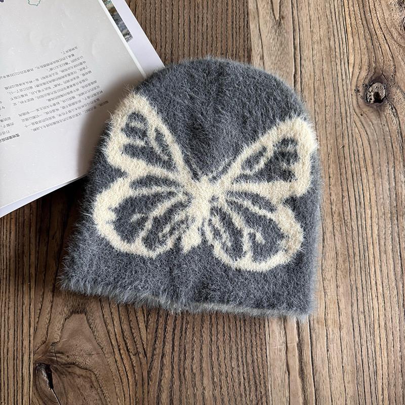 Knitted Butterfly Faux Mink Hat For Women Winter Warmth And Windproof Comfort