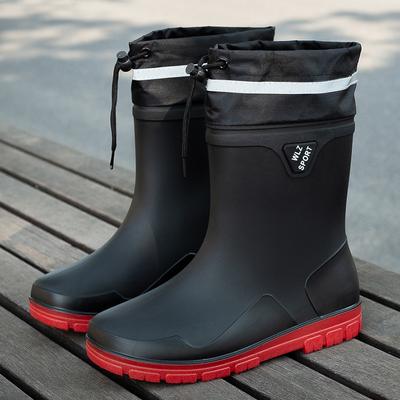 Fashion Fashion Men's Tall Rain Boots New Work Waterproof Protective Solid Color Rain Boots Men Outdoor Work Rubber Boots Platform Boot