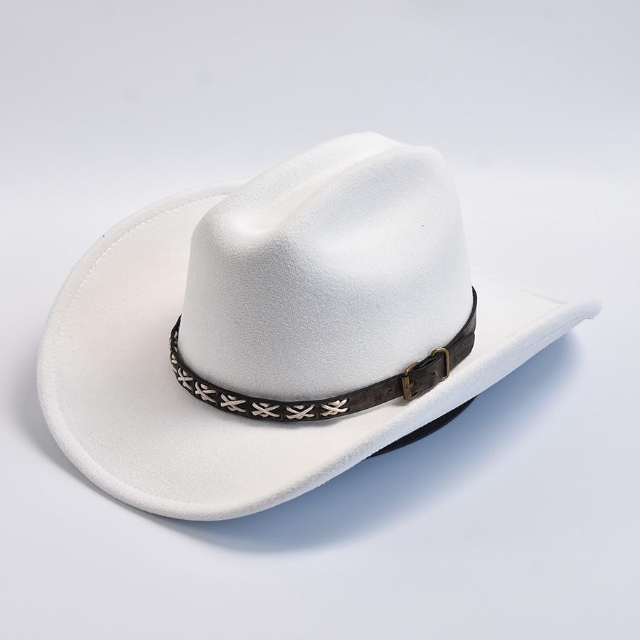 Vintage Big-edge Western Cowboy Hats for Men Women Artificial Wool Gentleman Cowgirl Jazz Hat