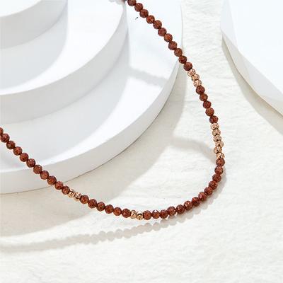Simple Natural Cinnabar Agate Beaded Necklace Female Niche Design Stacked Collarbone Chain High-end Accessories