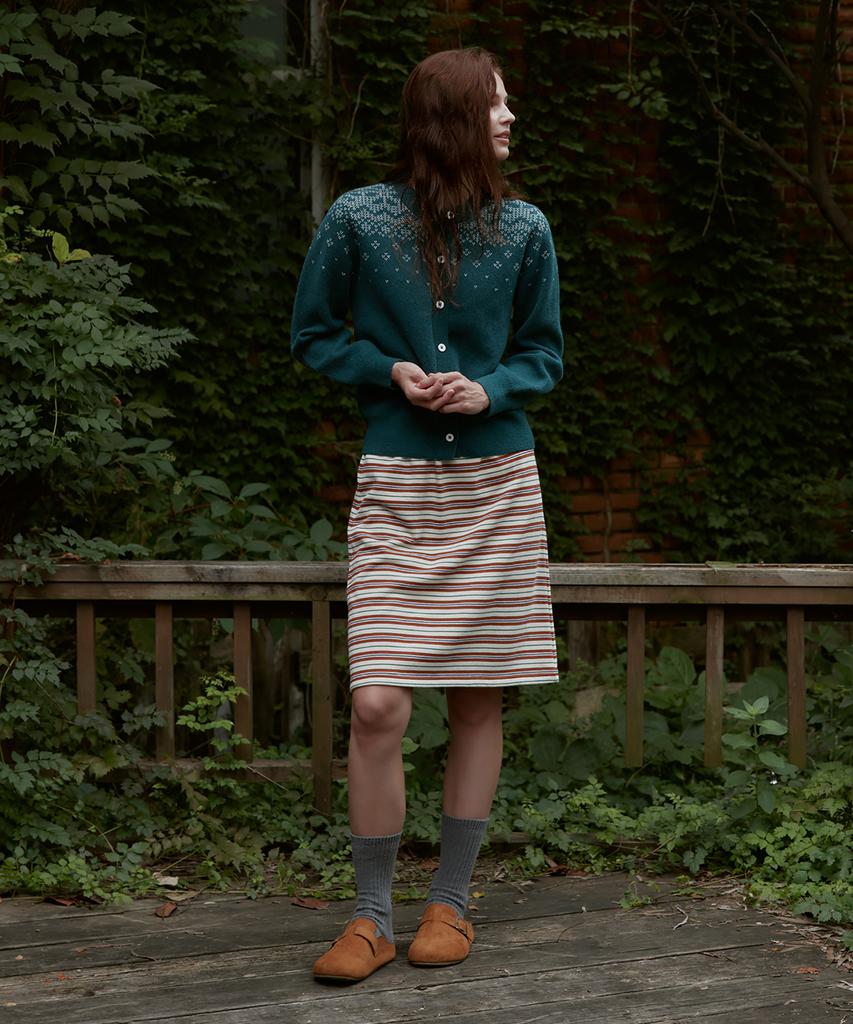 Seutyudioaenpaleukeu Multi Stripe Jersey Skirt_Green