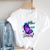 Tee Top Tshirt Fashion Clothes Women Watercolor Print Lady Female Clothing Butterfly Letter Short Sleeve Printing T Casual Cartoon Graphic T-shirt