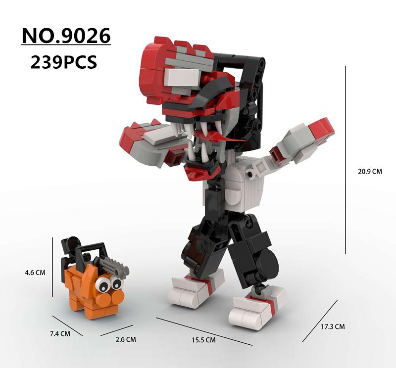 

239 шт./набор Креативные аниме-фигурки Человек-бензопила Строительные блоки Модель MOC DIY Собранные кирпичики Игрушки для детей Рождественские подарки