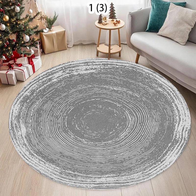 

Modern Textured Concentric Circle Round Area Rug Non-slip Decorative Carpet Soft Floor Mat for Living Room Bedroom 80cm x 80cm