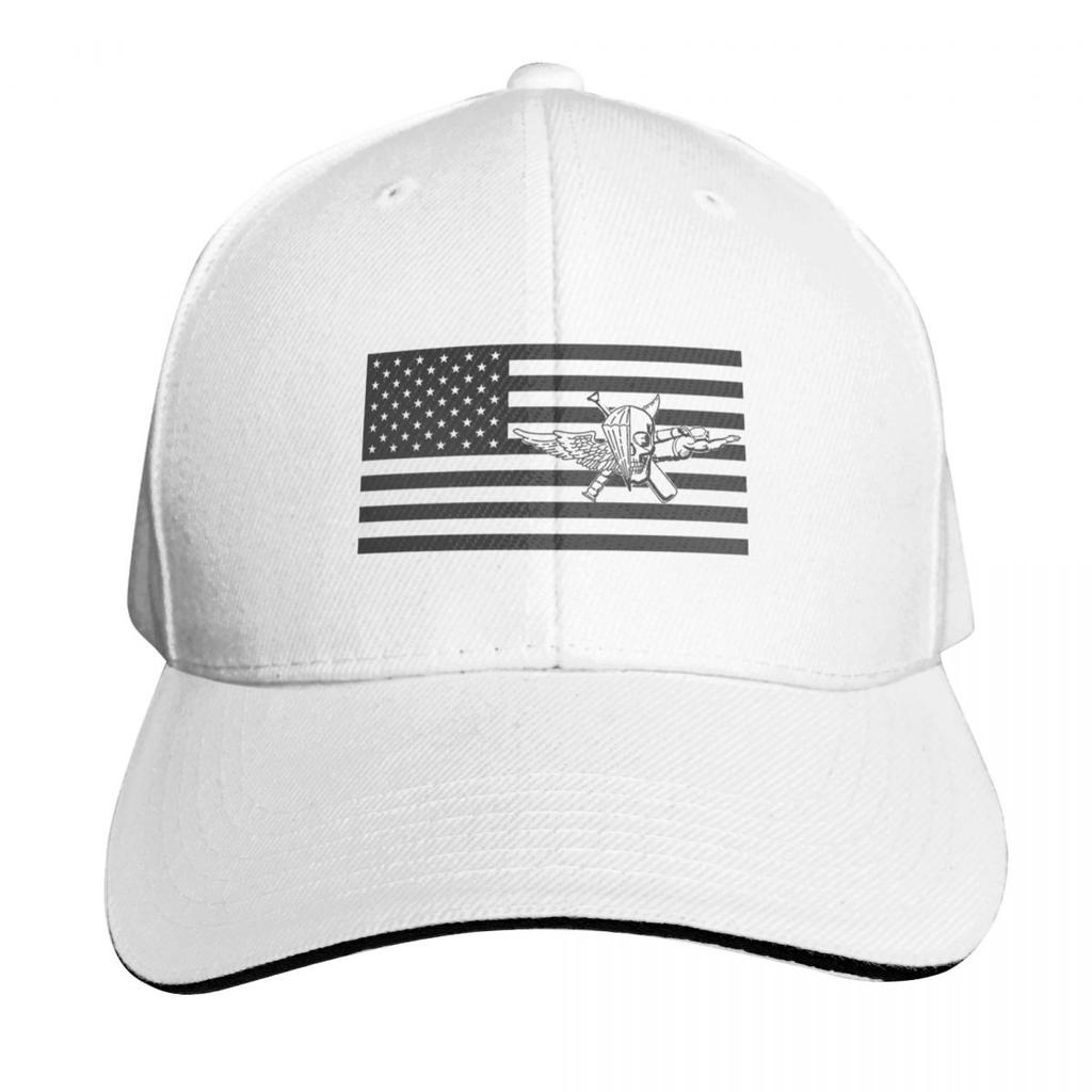 Recon Jack Flag Black and White Baseball Cap Breathable Mesh Back Adjustable Buckle Closure Moisture Wicking Quick Dry