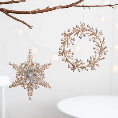 Christmas Wreath Home Decoration DIY Decorative Star Wreath Angel Snowflake Stereoscopic Hanging Ornaments Pendants