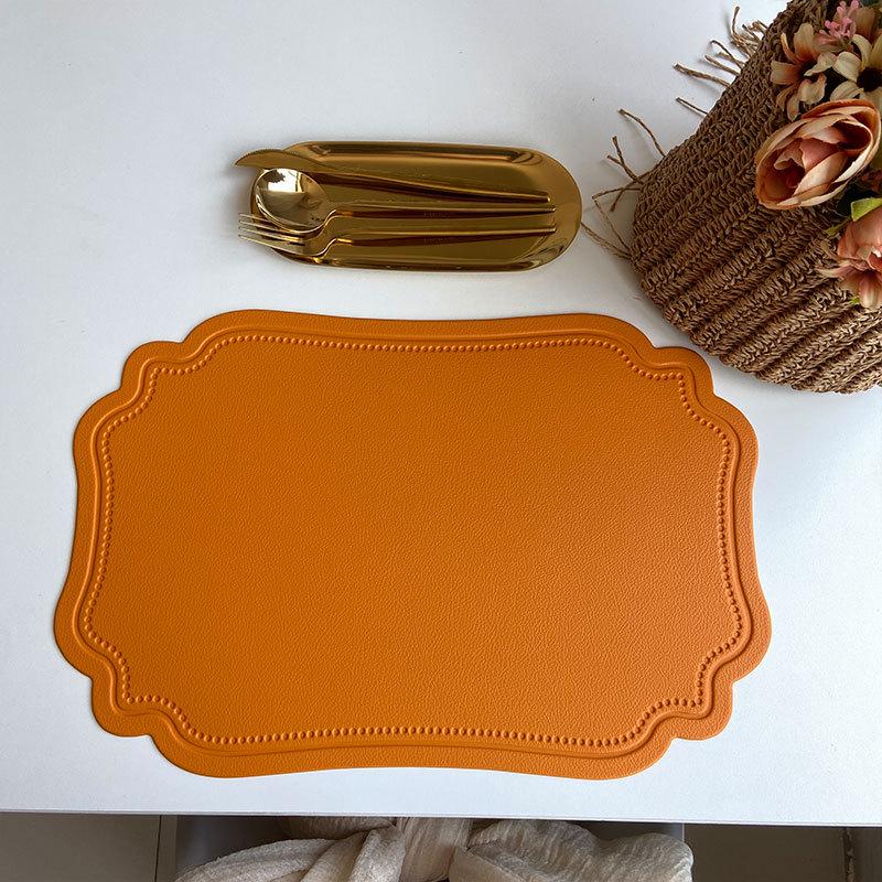 Retro European-Style Leather Placemat, Heat-Resistant, Waterproof & Oil-Proof Nordic Mat
