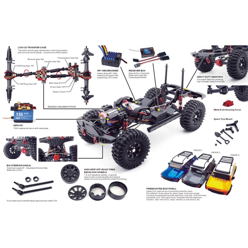 RGT EX86120 1/10 4wd 2.4G Crawler Rc Car Fj Kuluze Professional Rc Climbing Car Off-Road Simulation Electric Vehicle Model Toy