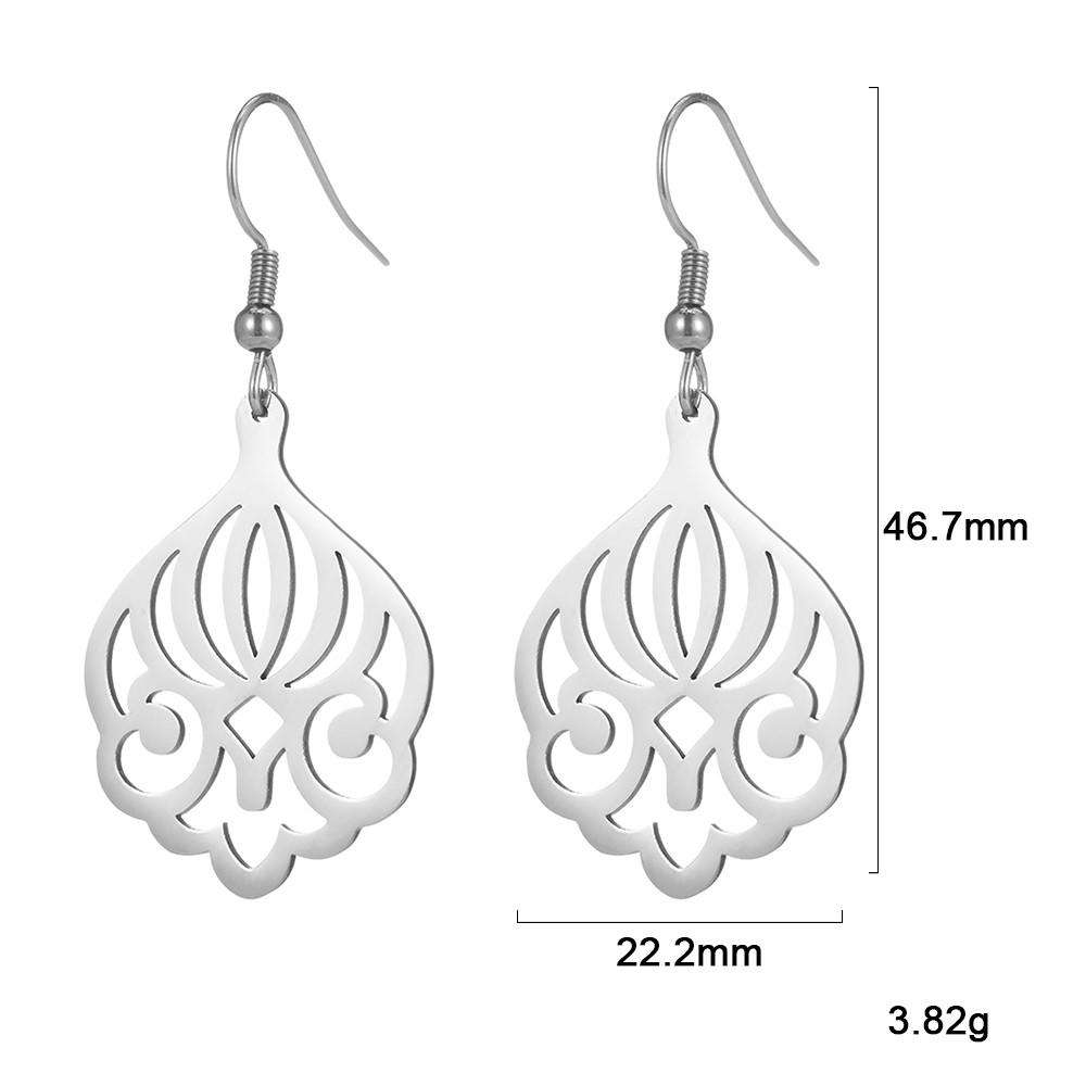 Filigree Dangle Drop Earrings Bohemian Stainless Steel Black Gold Hollow Vintage Pendant Earrings for Woman Gifts
