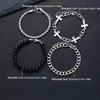 4 Stück Edelstahl Armband Set Für Herren Damen Punk Mode Kreuz Perlen Kettenarmbänder Schlicht Hip Hop Unisex Schmuck Geschenk Neu