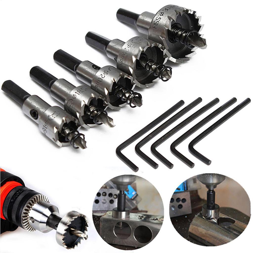 5 Pieces Hole Drill Bit Set High-Speed Wear-Resistant Drilling Cutter Hole Saw Drill Bit for Door Lock Installation Metal Sheet
