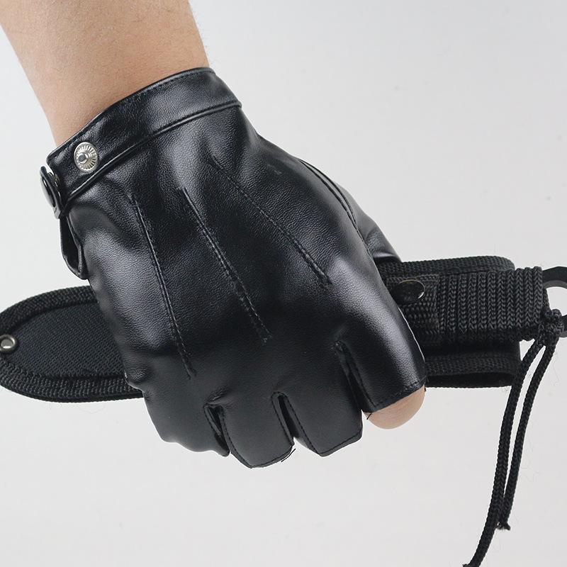 

Кожаные перчатки без пальцев для велоспорта и вождения на открытом воздухе one size fits all чёрный