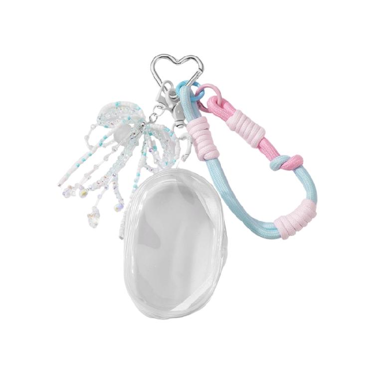 

Sparkling Bead Bows Keyring Lightweight Waterproof Pouch Multi Functional Decoration For Bags And Phones синий