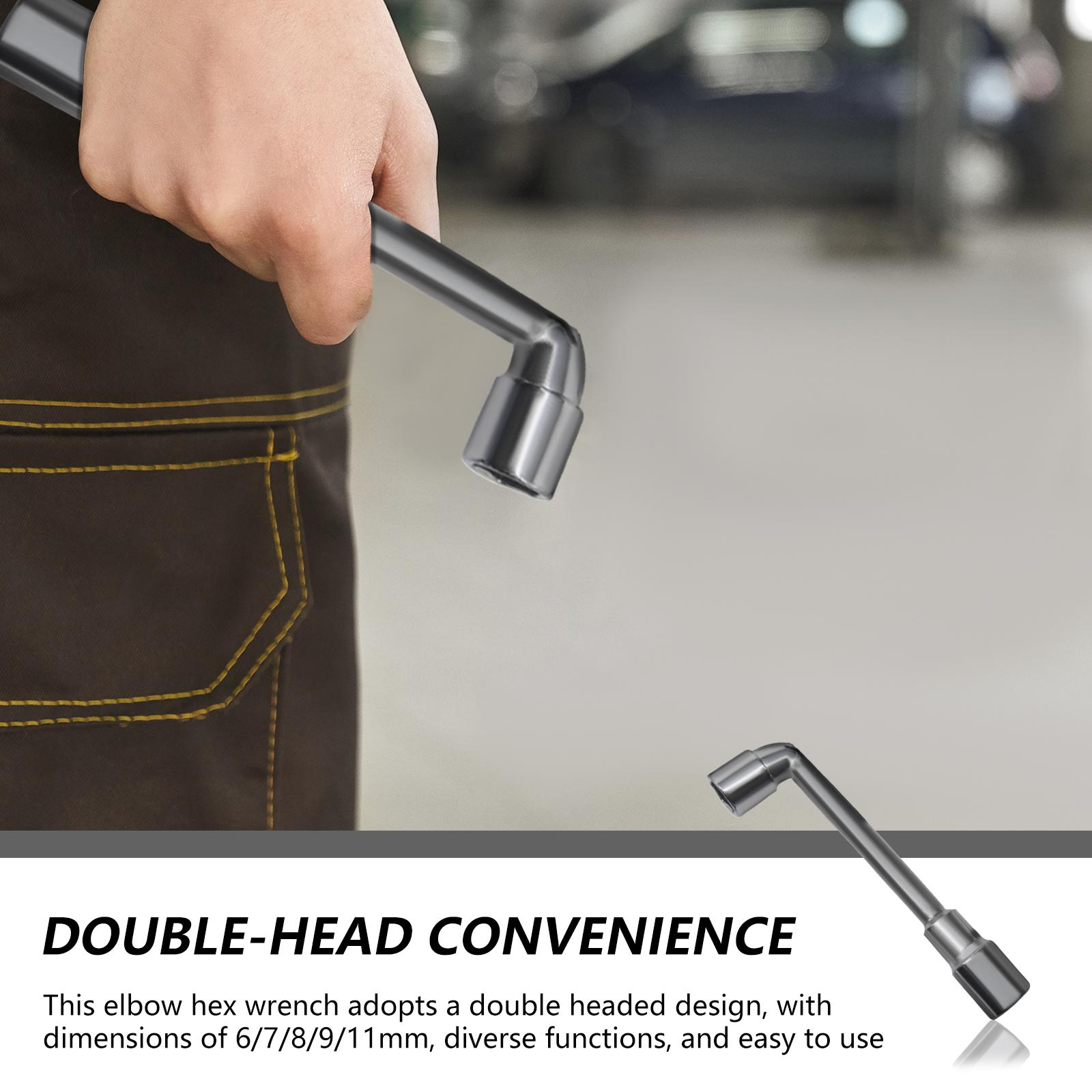 L Shaped Angled Hex Socket Wrench Double-Head 6/7/8/9/10/11mm Elbow Hex Wrench for Mechanic Repair Tool 120mm