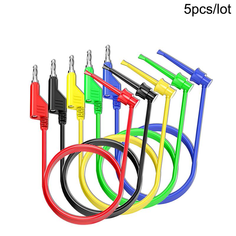 5Pcs 4Mm Banana To Hook Test Leads Stackable Banana Plug To Test Hook Clips Flexible Testing Cable Wires Voltage Regulator Wire